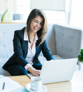 stock image of a female professional working with Microsoft AVD